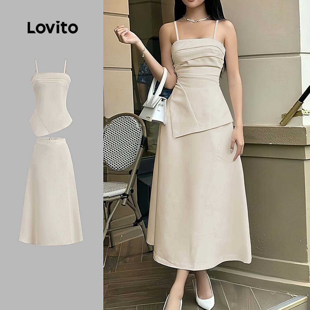 Lovito Tops Ou Calças Assimétricas Elegantes De Verão/Primavera Para Mulheres L123ED704