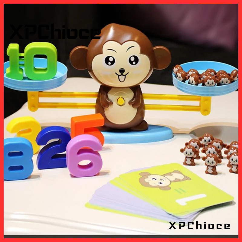 [XPChioce]Montessori Balança Macaco De Brinquedo Matemático Equilíbrio Baby Jogos Educacionais Número Brinquedos Materia