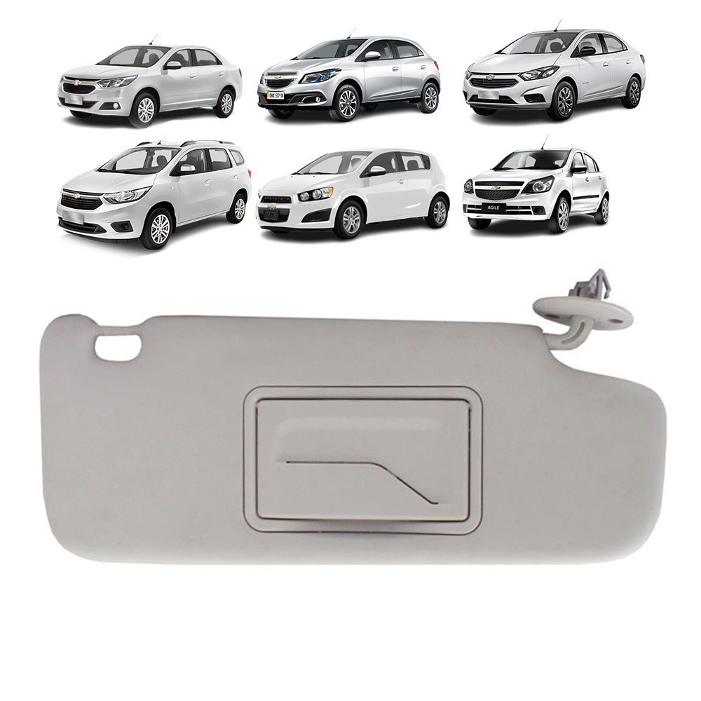 Quebra Sol Cinza com Caixa Espelho Chevrolet Cobalt Onix Prisma Spin Sonic Agile 2012 a 2021 Lado Direito Nt2300