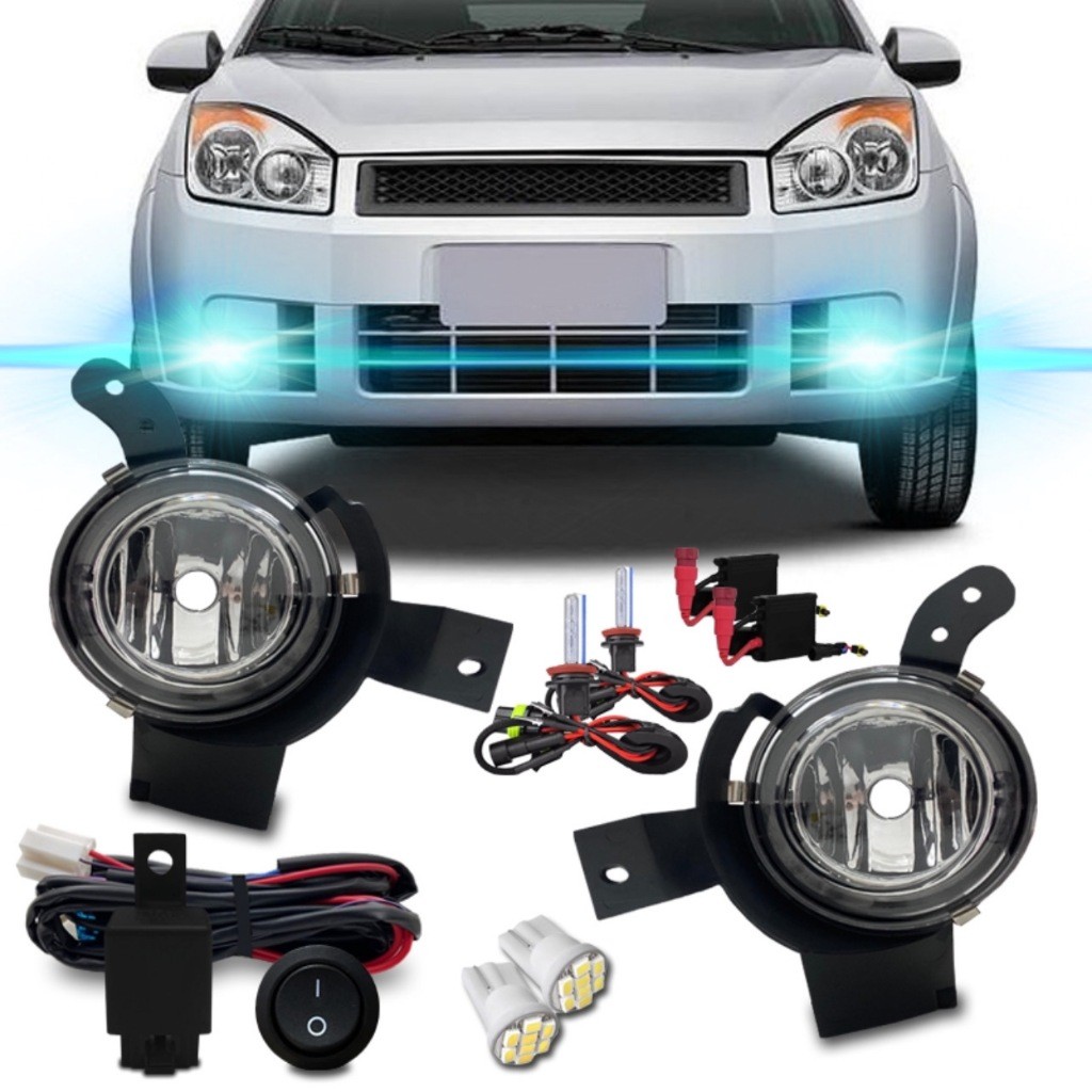 Kit Farol Milha Fiesta 2007 2008 2009 2010 + Kit Xenon Hb4 8000k