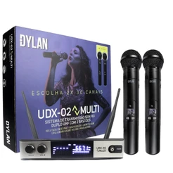 Microfone Sem Fio Duplo Dylan Udx02 Multi Dinâmico Cardioide