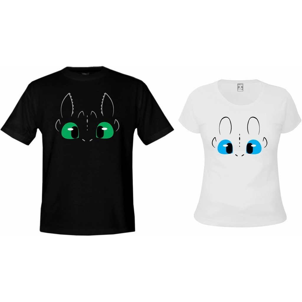 Kit 2 Camisetas Namorados Casal Como Treinar O Seu Dragão Banguela E Fúria Do Dia Da Luz Oferta de Qualidade