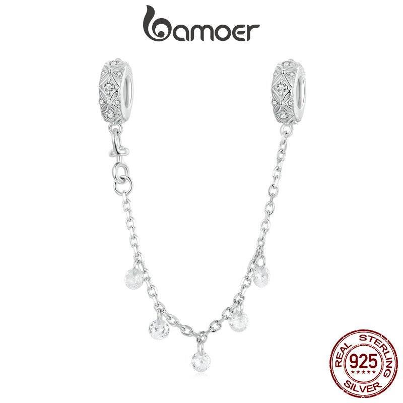 Bamoer 925 Sliver Charme De Fita De Silicone Embossado Espaçador De Contas Pingente De Acessórios em Oferta na Shopee