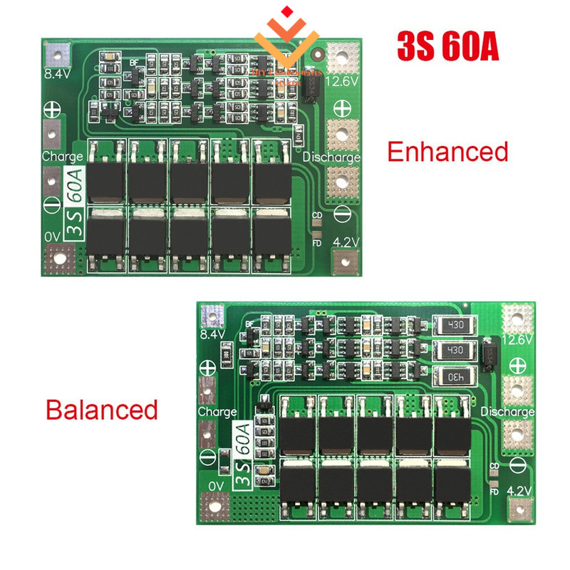 3S 12.6V 60A Placa De Proteção Do Carregador De Bateria De Íon-Lítio De BMS PCM 18650 Módulo Para Motor De Perfuração Melhorado/Equilibrado