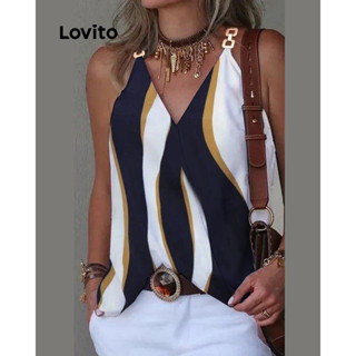 Lovito Regata Casual De Metal Geométrico Para Mulheres LNL50067
