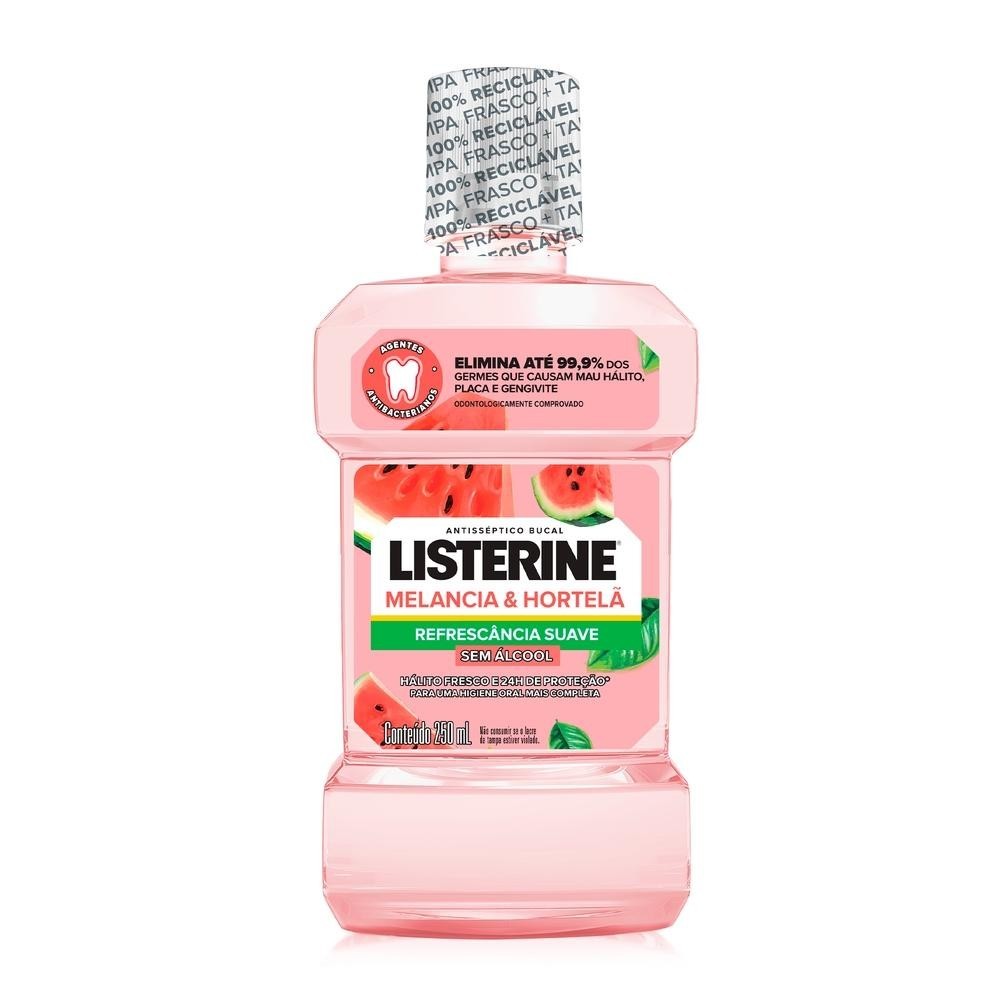 Enxaguante Bucal Listerine Melancia & Hortelã sem Álcool 250ml em Oferta na Shopee