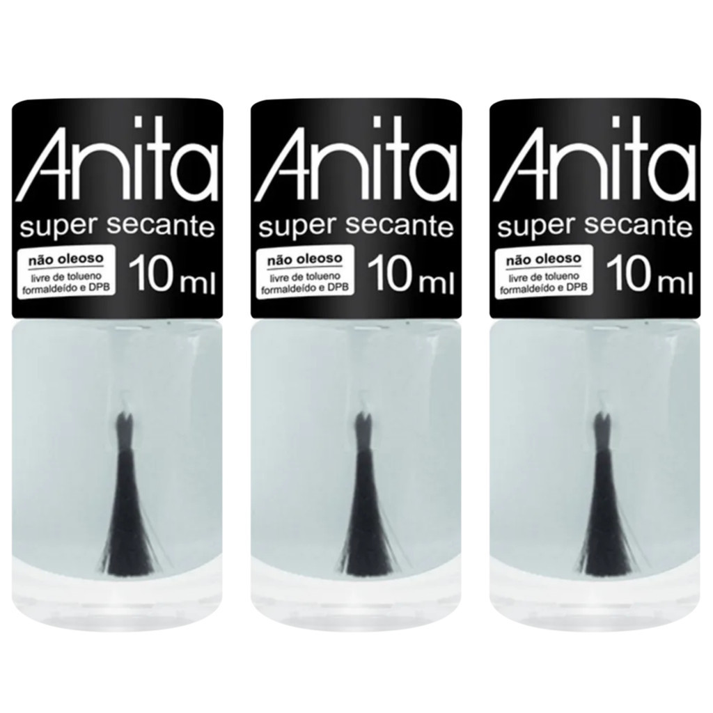 Kit Esmalte Anita Super Secante Não Oleoso 3 Unidades