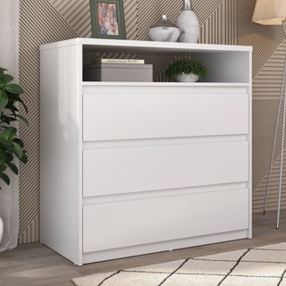 Cômoda 3 Gavetas 1 Nicho 100% MDF Gales  Branco em Oferta na Shopee
