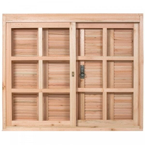 Janela de Madeira Veneziana 120x120cm com Caixilho 14cm Ewk 130 Rondosul 120cm x 120cm