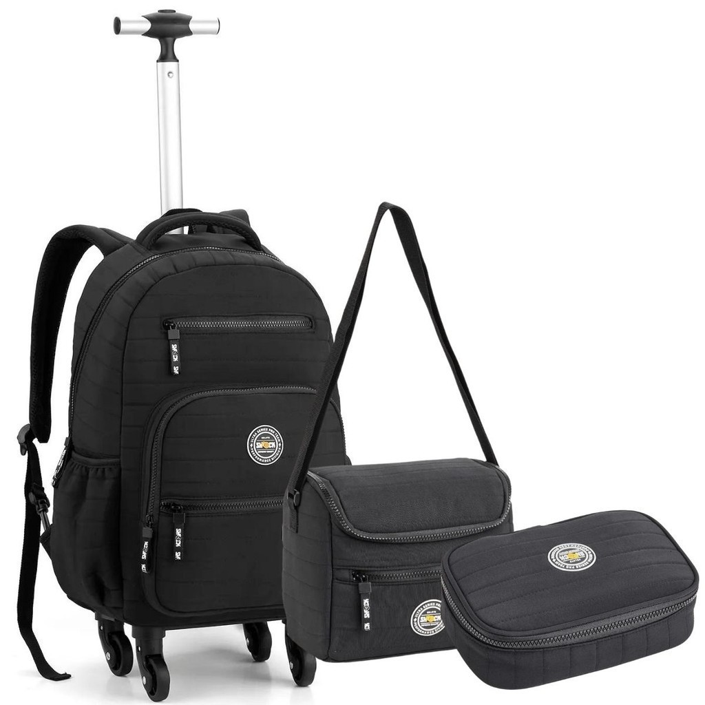 Kit Mochila Rodinha 360º Grande Viagem Escolar Matelassê