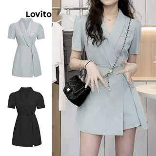 Lovito Elegante Vestido Feminino Liso de Camada Dupla L68ED183 (Multicolorido)