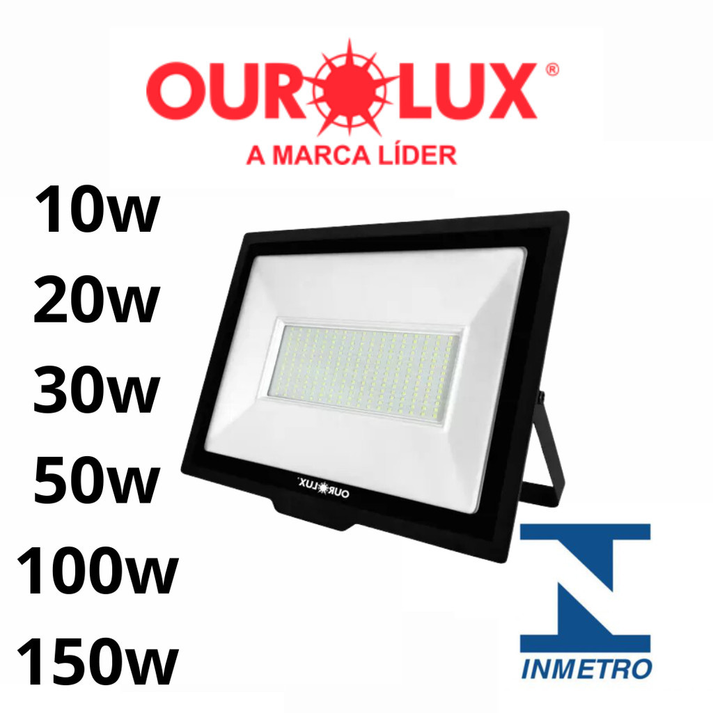 Refletor Projetor Led 10W 20W 30W 50W 100W 150W Ourolux SuperLed 6500k Branco Frio