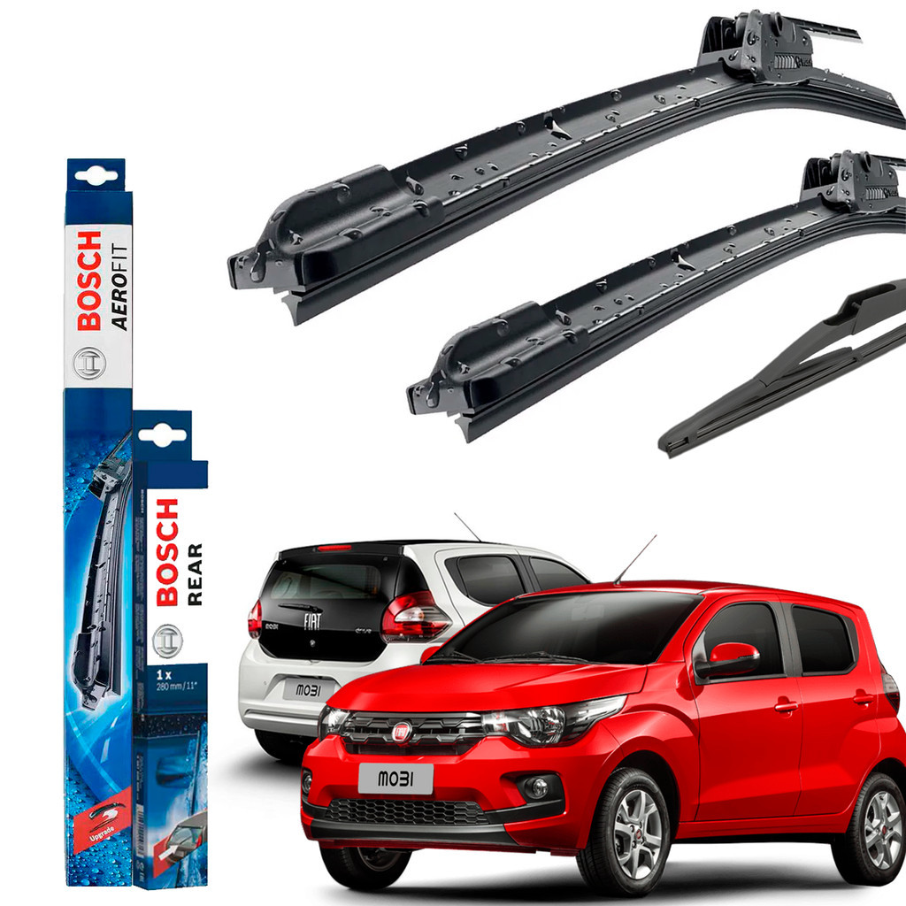 Jogo 3 Limpador Parabrisa Mobi 2016 2017 2018 2019 2020 Palheta Dianteira e Traseira Orig Bosch em Oferta na Shopee