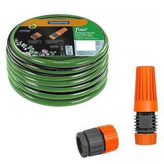 Mangueira Flex para Jardim em Pvc 4 Camadas 10 M com Engate Rosqueado e Esguicho Tramontina em Oferta na Shopee