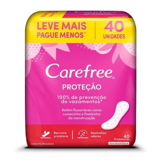 CAREFREE PROTETOR DIÁRIO PROTEÇÃO SEM FRAGRÂNCIA COM 40 UNIDADES em Oferta na Shopee