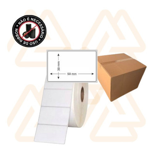 01 Rolo Etiqueta Térmica Adesiva 50x30 1 Coluna (NÃO NECESSITA DE RIBBON)