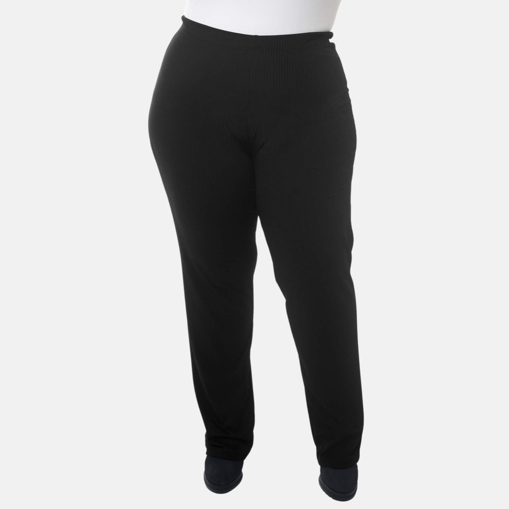 Calça Canelada Feminina Plus Size Lisa Inverno Do G Até G4 Moda Mulher Confortável E Elegante