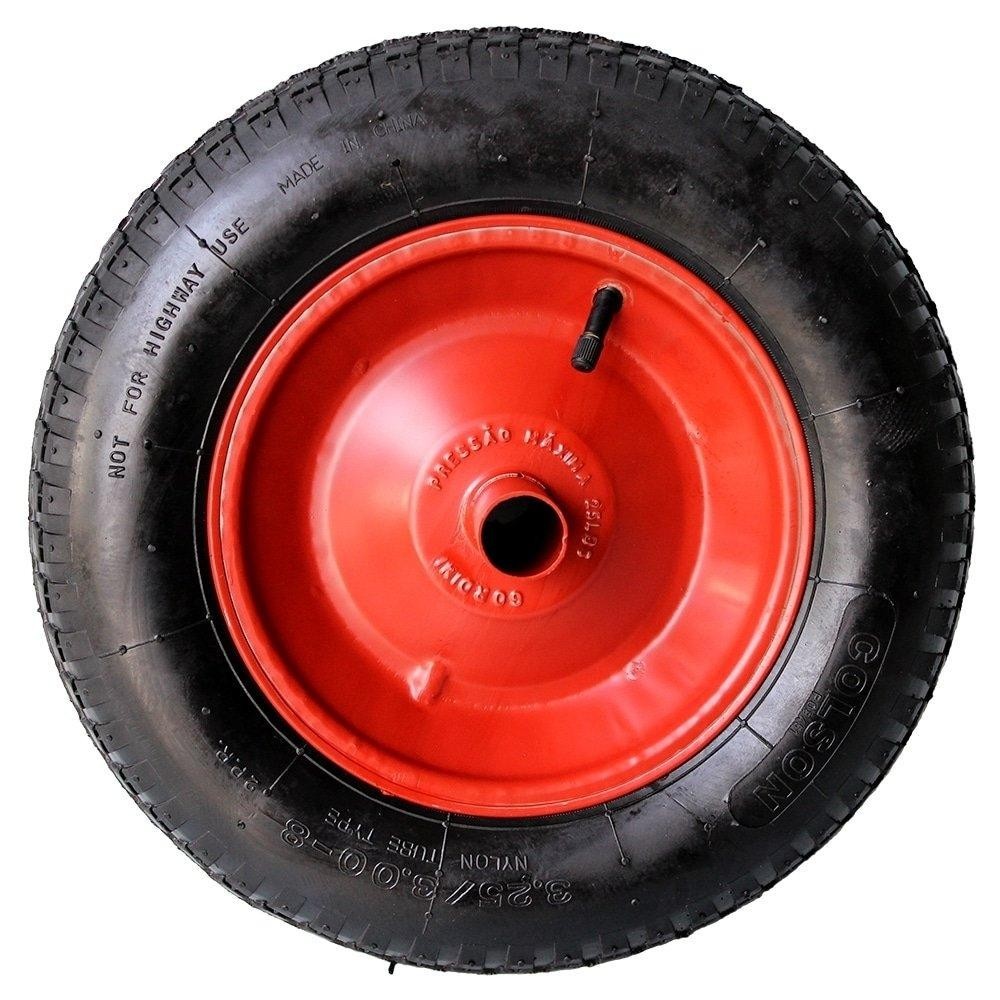 Roda para Carrinho de Mão Esfera Completa 3,25x8 Vermelho - Home & Living