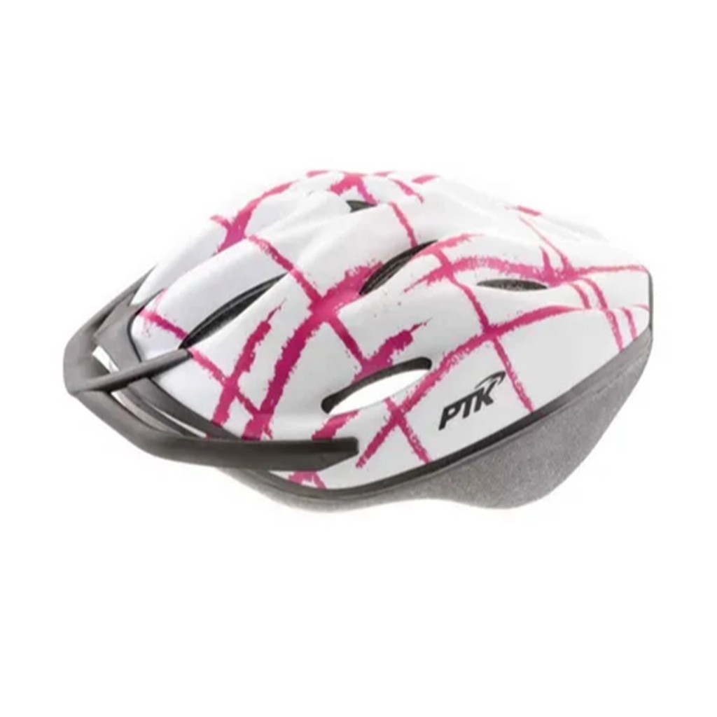 Capacete Bike Bicicleta Adulto Ptk Podium Com Regulagem Branco/ Rosa Tamanho G