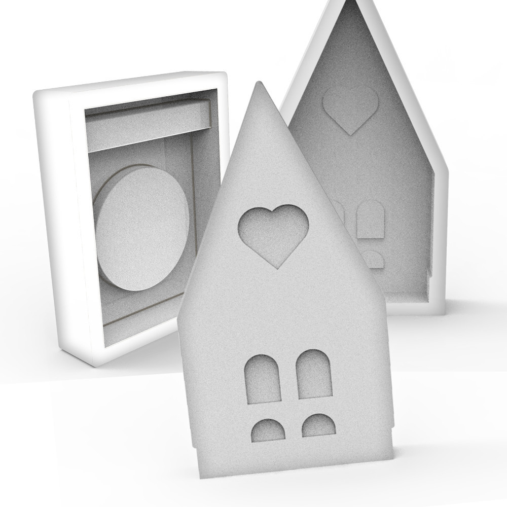 Forma de Silicone Base com Casinha porta Vela Rechaud Coração DIY com Resina Gesso Biscuit Cimento