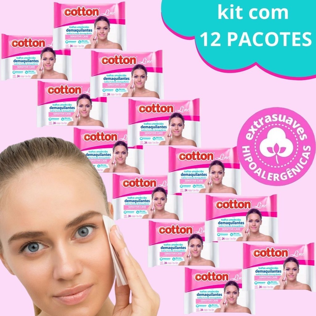 Demaquilante Removedor de Maquiagem Sensitive Care Kit 12 Pacotes -  - 24 Toalhas-Demaquilantes