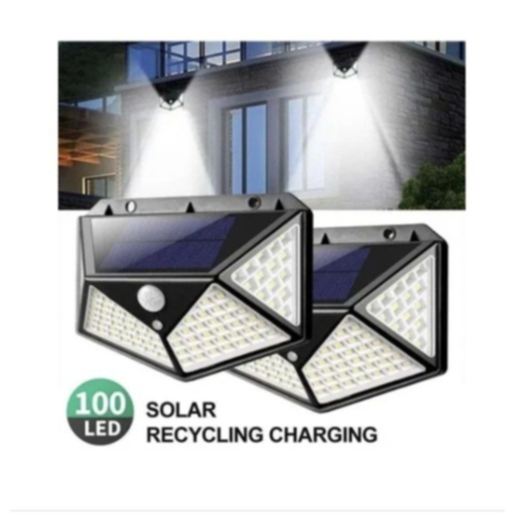 Kit 2 Luminária Solar 100 Led Com Sensor Jardim Prova D'água em Oferta na Shopee