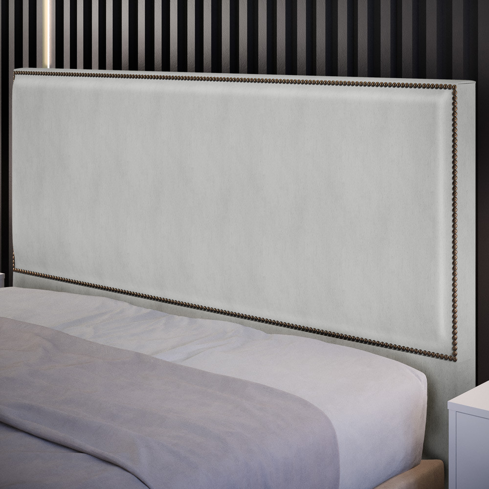 Cabeceira Cama Box Queen Com Tachas 160 cm Vicenza L02 Linho Cinza - Lyam Decor em Oferta na Shopee