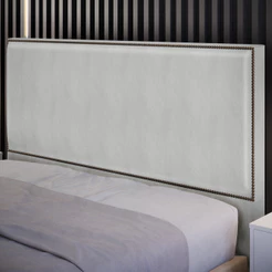 Cabeceira Box Queen 160cm Com Tachas Vicenza L02 Linho Cinza - Lyam Decor