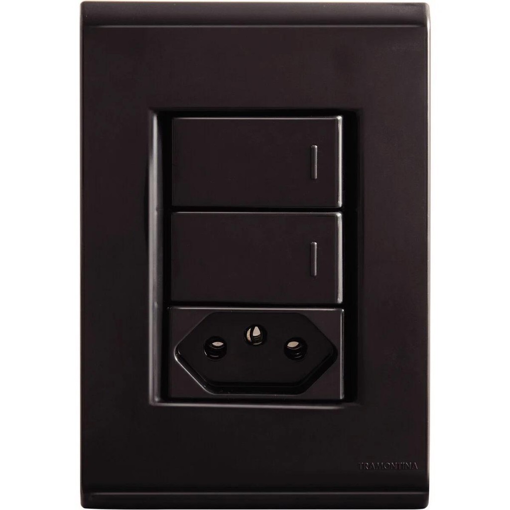 INTERRUPTOR 2T SIMPLES + TOMADA 20A LIZ GRAFITE TRAMONTINA em Oferta na Shopee