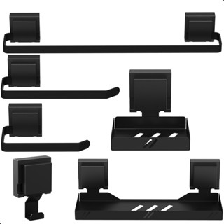 Kit Acessórios Para Banheiro Com Ventosa Preto 6 Peças Max em Oferta na Shopee