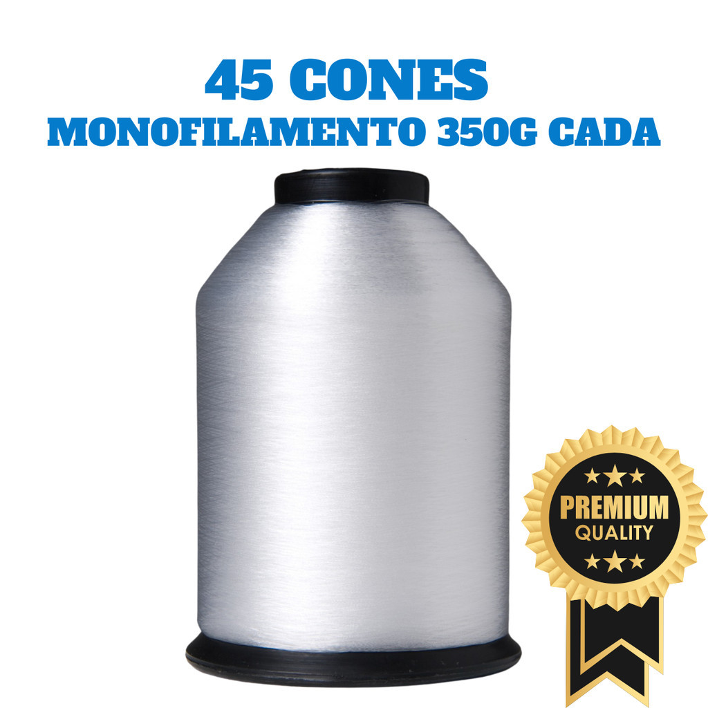 Caixa c/ 45 Linhas para costura Invisível - Monofilamento 0.18 - 350g CADA CONE - Linha Invisível