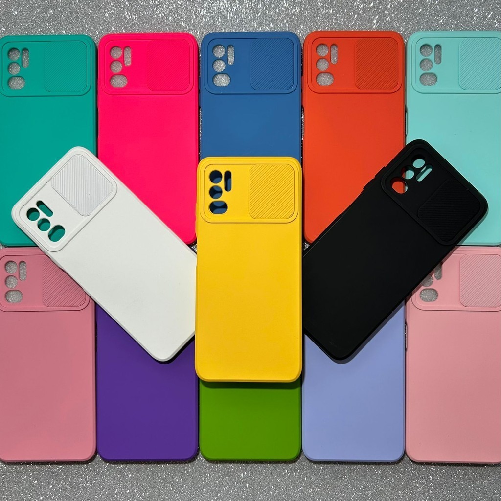 Capa Xiaomi Redmi Note 10 5G/Poco M3 PRO 5G Slide Cam Esconde Câmera Silicone Aveludada Case Capinha