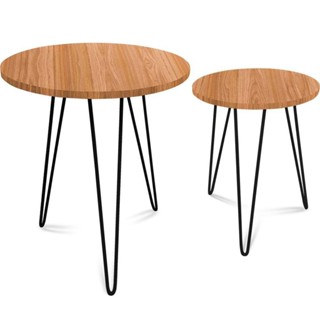Jogo 2 Mesas de Canto Lateral Hairpin Legs Cambridge com Tampo Madeira MDF Decorativa - Preto e Jade em Oferta na Shopee