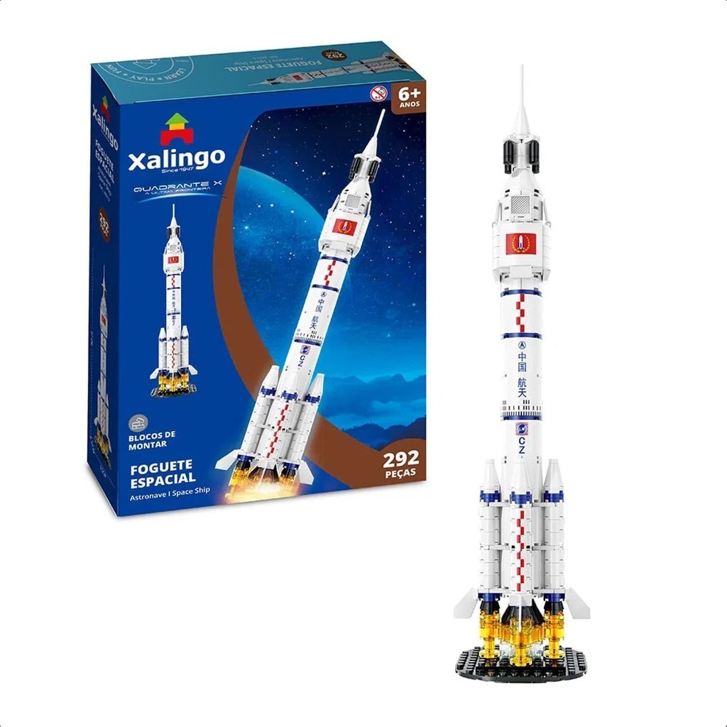 Brinquedo De Encaixe Foguete Espacial 292 Peças Desenvolve A Imaginação +De 6 Anos Educativo Xalingo - 28310 em Oferta na Shopee