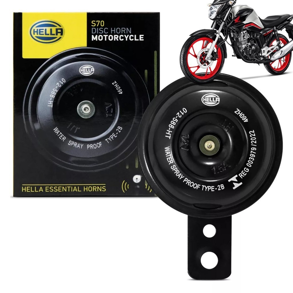 Buzina Moto para Honda Cg Fan Titan 125 150 160 / Yamaha YBR / XTZ / Crosser Original Hella em Oferta na Shopee