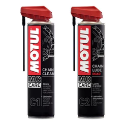 KIT MOTUL MC CARE C1 CHAIN CLEAN 400 ML + C2 CHAIN LUBE ROAD