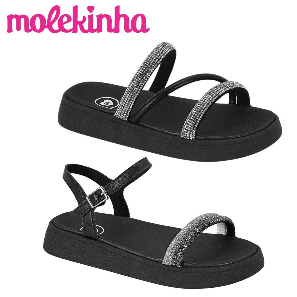 Papete Sandalia Menina Infantil Colorida Gliter Conforto Molekinha Original Promoção