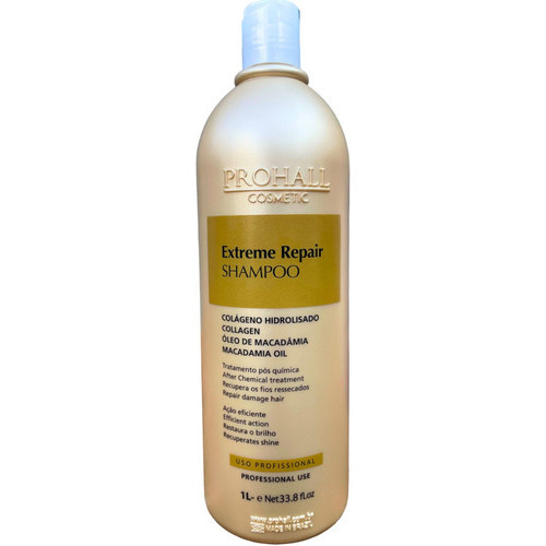 Prohall Extreme Repair Shampoo Pós Química Higienização Hidratação profunda Brilho Recuperação Reparação fragilizado Nut
