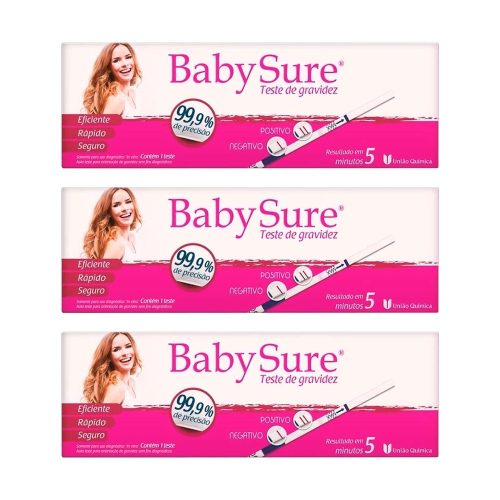 Kit 3 und Baby Sure Teste Gravidez c/ Fita em Oferta na Shopee