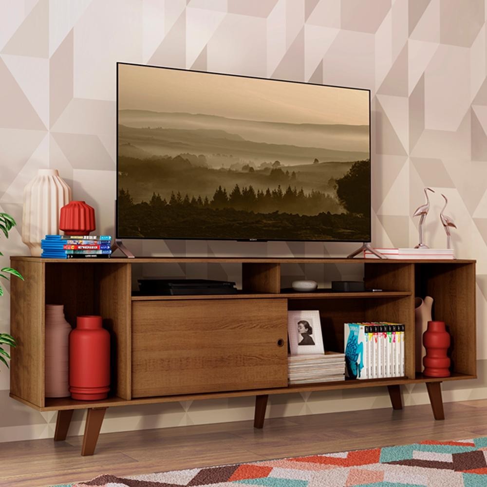 Rack para TV até 65 Polegadas Madesa Cancun com Pés - Rustic em Oferta na Shopee