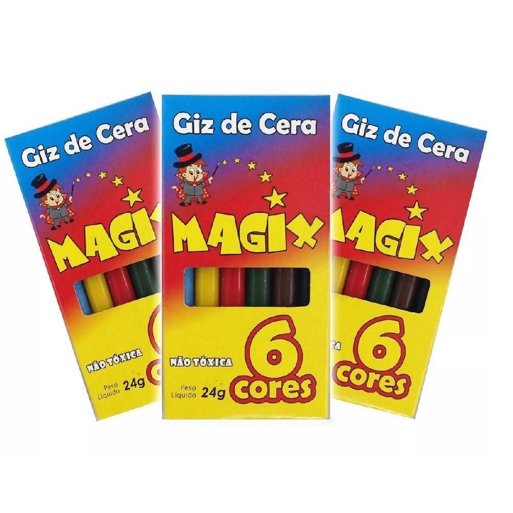 Kit 20 Giz de Cera para Colorir 24g com 6 cores - Magix - Rizzo Embalagens