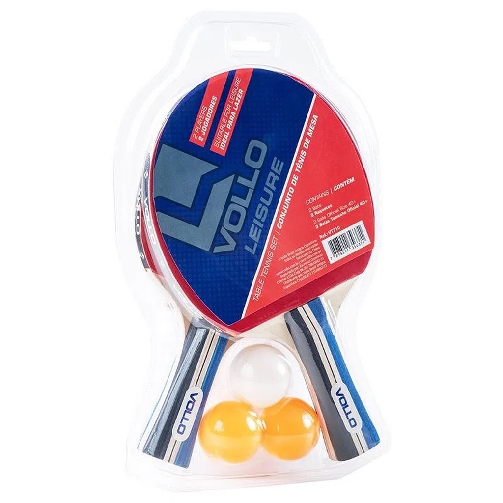 KIT TÊNIS DE MESA 2 RAQUETES + 3 BOLAS VOLLO