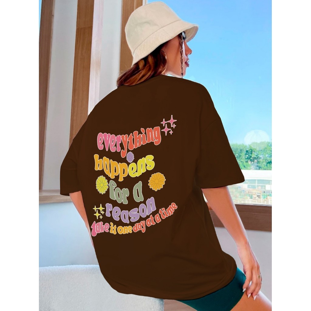 Camisa Unissex Take It One Day At A Time Flores Blusa Casual Oversized Larga Camiseta Costa Estampa