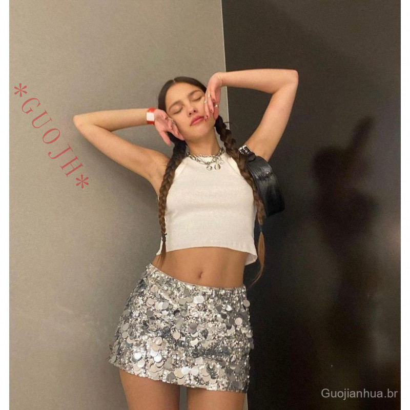 Lindo-Y2K sexy mini-saia lápis lantejoulas em Oferta na Shopee