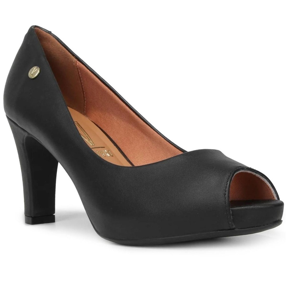 Peep Toe Vizzano Meia Pata Embutida Salto Alto Feminino - Women Shoes