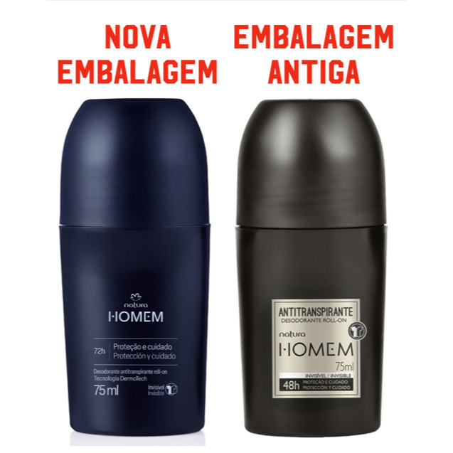Desodorante Roll-on Natura Homem Kit Com 03 Unidades 75ml Cada