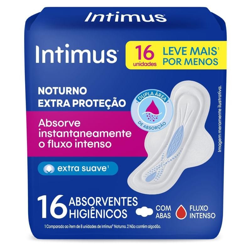 Absorvente Intimus Noturno Extra Suave com Abas 16 Unidades em Oferta na Shopee