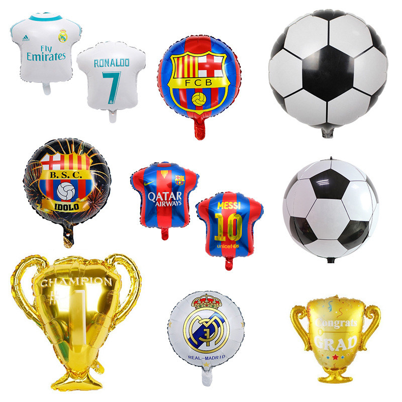 Balão de filme de alumínio, tema da copa do mundo de futebol, festa, formato de troféu de futebol