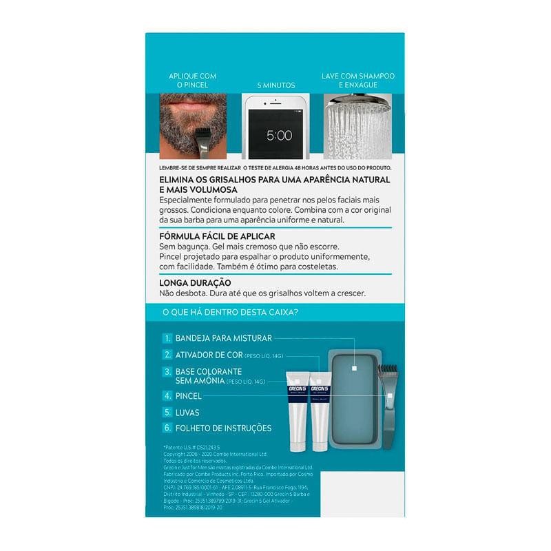 Tonalizante Grecin 5 Just For Men Color Gel Barba e Bigode M-80 Castanho Claro