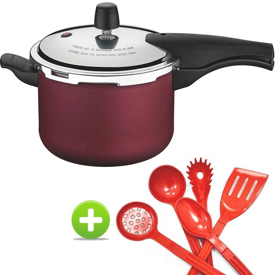 Panela de Pressão Tramontina Vancouver 4,5 Litros e Conjunto de Utensílios 5 Peças - Home & Living